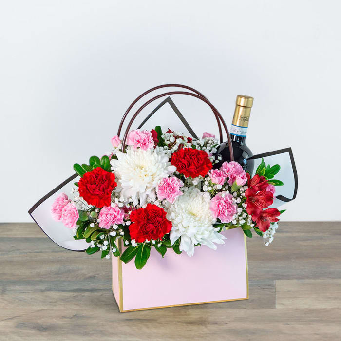 Toast to Romance Tote with Red Wine
