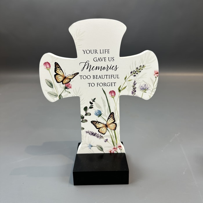 BEAUTIFUL MEMORIES CROSS WITH STAND OR SCREW-IN STAKE