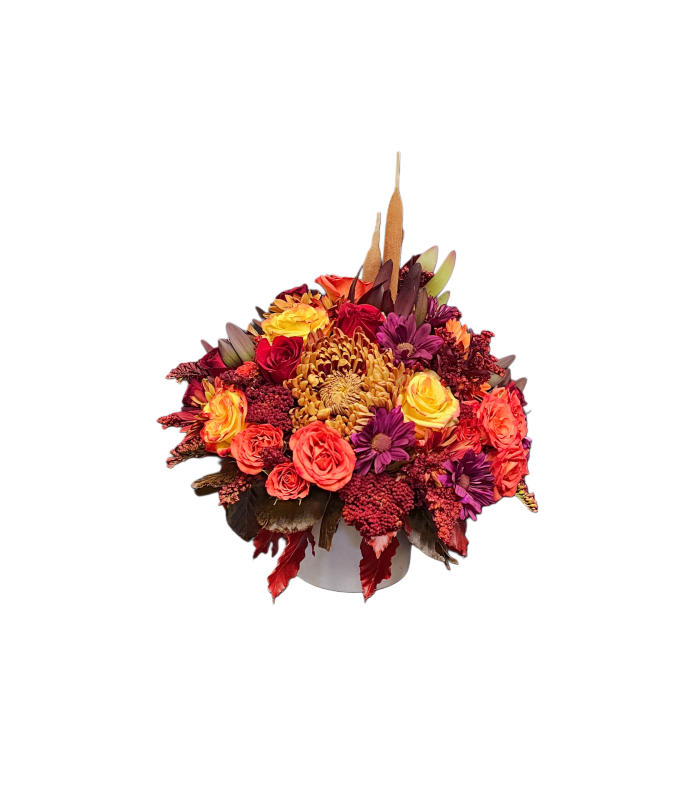 FL-5 Arreglo de crisantemo, achillea, spray roses, cat tail, rosas y margaritas