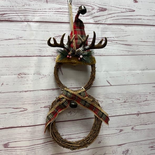 Antlered Snowman Silk (Artificial) Wreath
