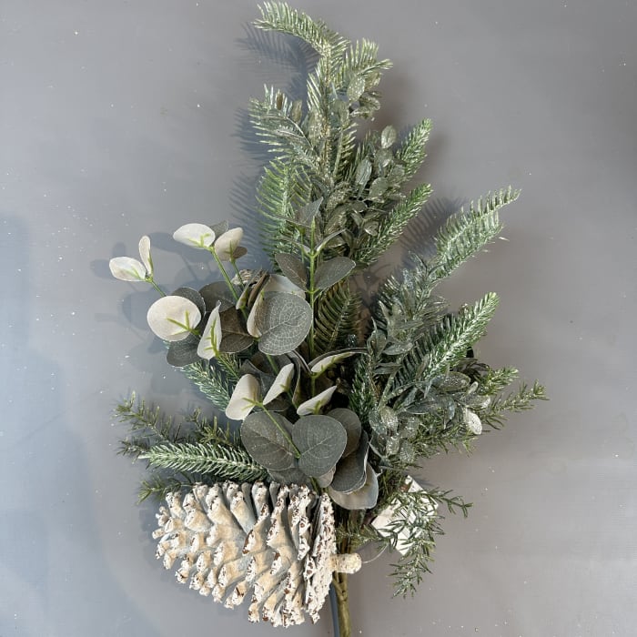 FROSTED CEDAR W/ EUCALYPTUS & PINECONE SPRAY