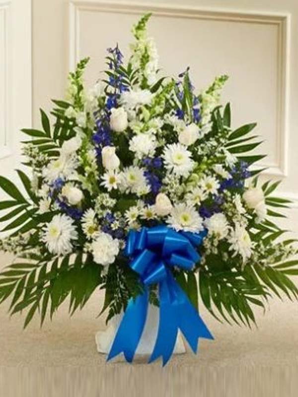 Touching Tribute Floor Basket – Blue & White