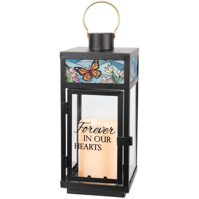 Forever In Our Hearts Stained Glass Top Lantern