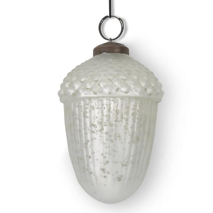 4.25'' WHITE MERCURY GLASS ACORN ORNAMENT