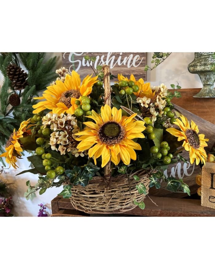 SILK SUNFLOWER BASKET