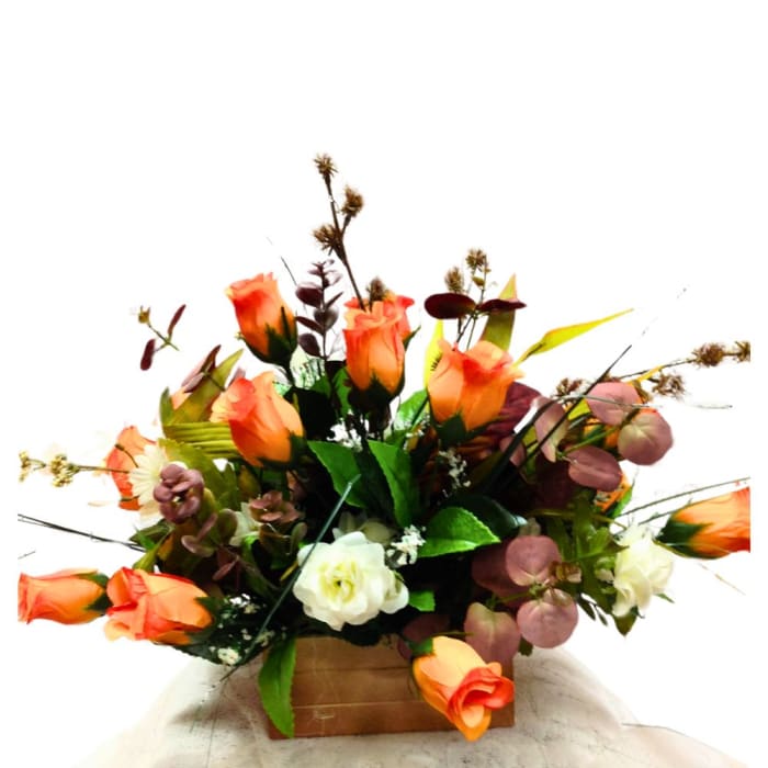 Silk Box of Roses With Touch of White- SALE