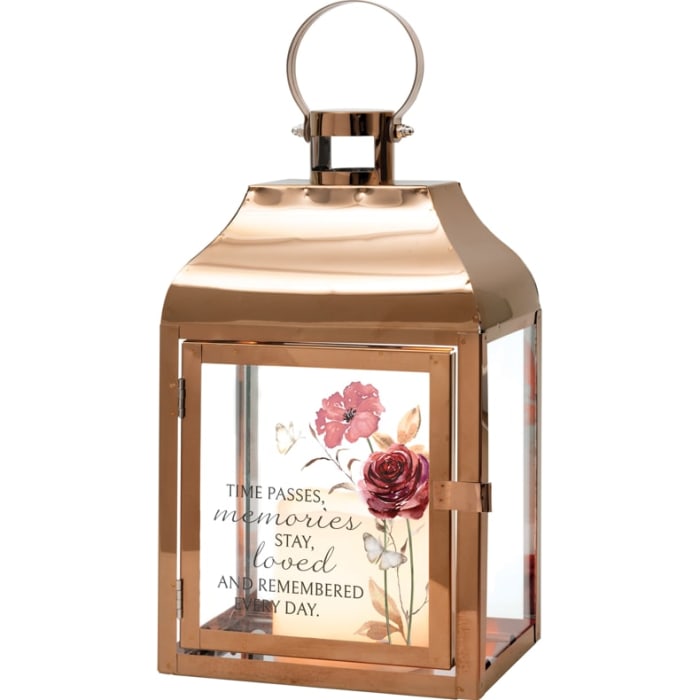 "Remembered" Floral Memorial Lantern