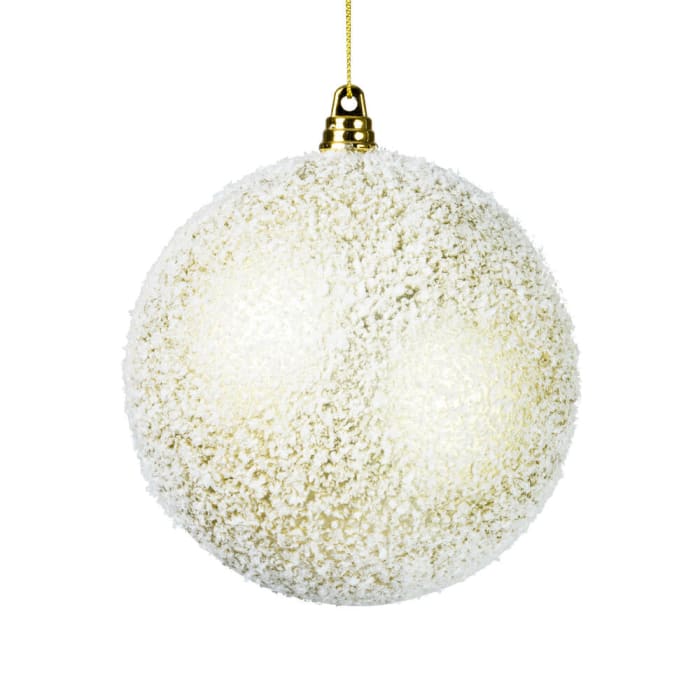 CHAMPAGNE MATTE SNOW COVERED ORNAMENT 4.75''