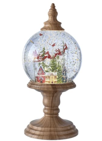 Light-Up Shimmer Santa Globe on Pedestal