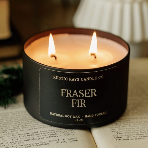 Fraser Fir Soy Candle (12oz.) | Rustic Rays Candle Co.