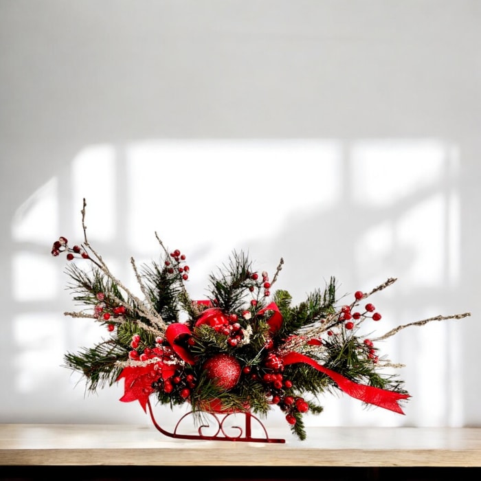 Vintage Sleigh Bells Christmas Centerpiece