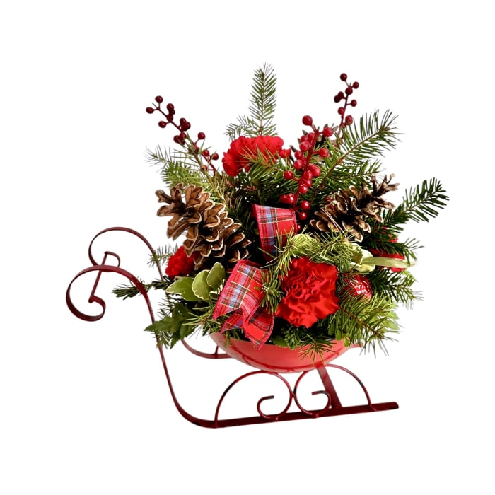 Vintage Sleigh Blooms Centerpiece