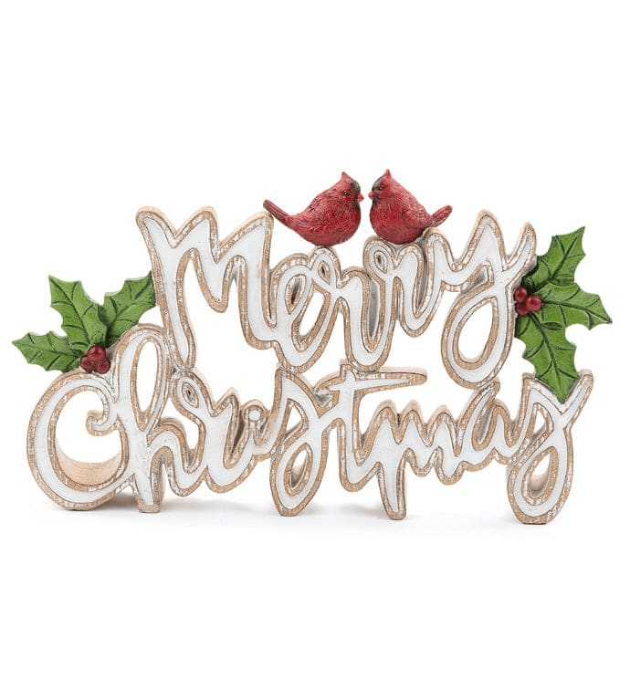 Merry Christmas Plaque with Cardinals