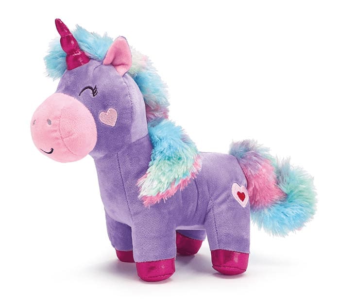 Plush Lavender Unicorn with Rainbow Fur Tail
