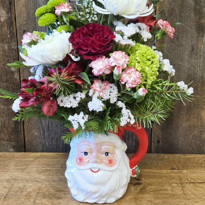 Santa Pitcher Bouquet 19"