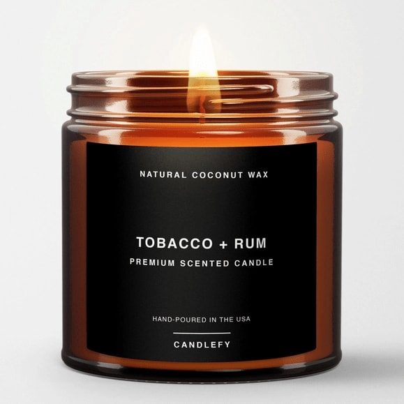 Tobacco + Rum | Premium Botanical Candle in Amber Glass