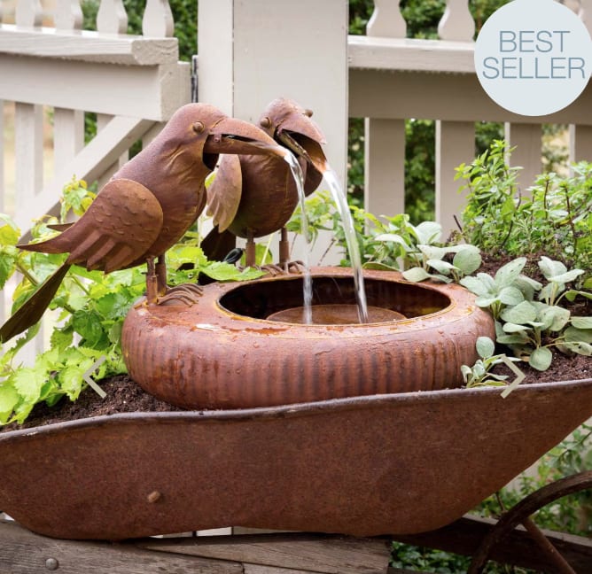 Folk Art Crows Fountain