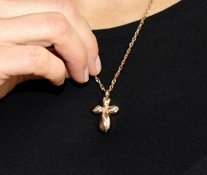 Memorial Jewelry Rose Gold Cross Necklace Cremains Urn