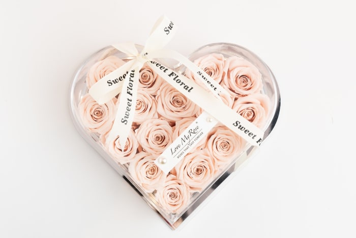 Forever Heart Cased Roses - White