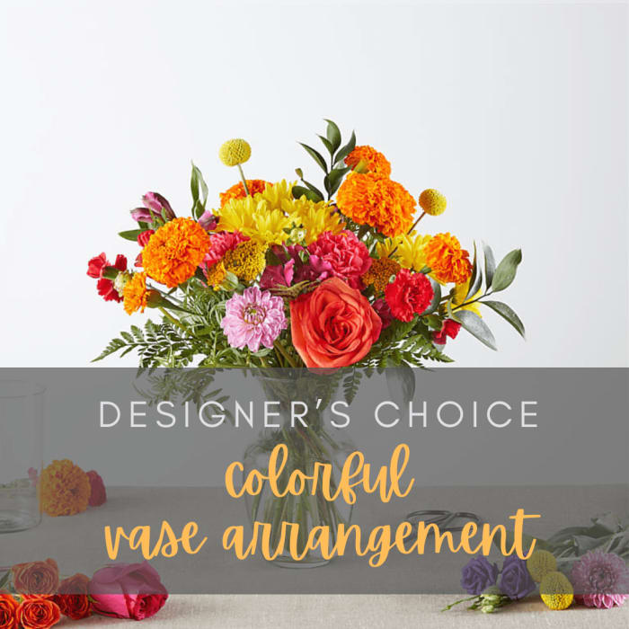 COLORFUL MIX VASE ARRANGEMENT - A FLORIST ORIGINAL