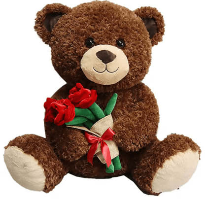 Jumbo 2.5 Feet Brown Teddy with Rose bouquet