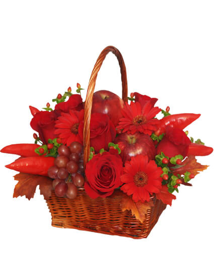 ROJO CALIENTE CANASTA FLORAL