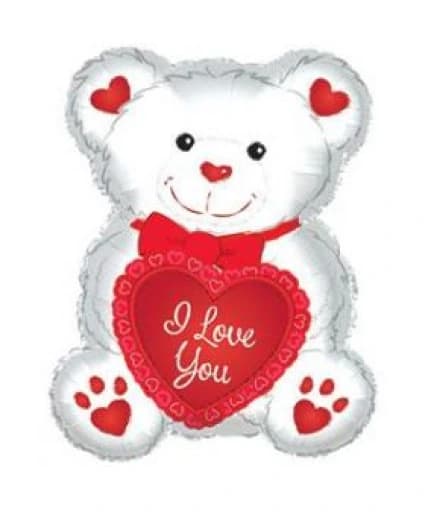 BALLOON-I LOVE YOU RED AND WHITE TEDDY BEAR  LOVE