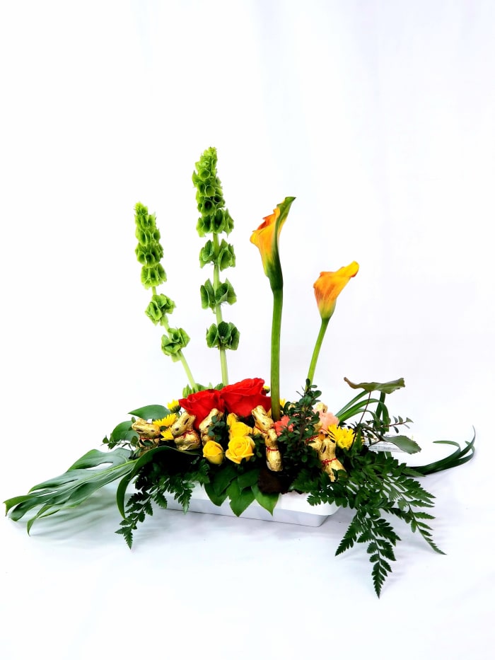 Easter Arrangement with small Lindt Chocolate Bunnies