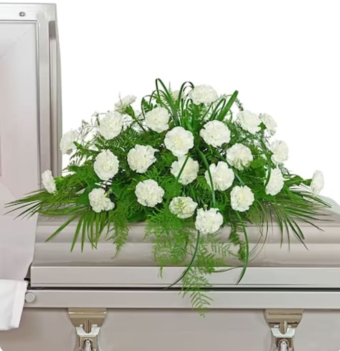 White Divinity Casket Spray