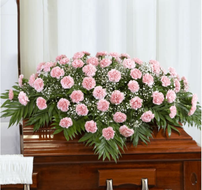 Carnations With Babie's Breath Casket Spray