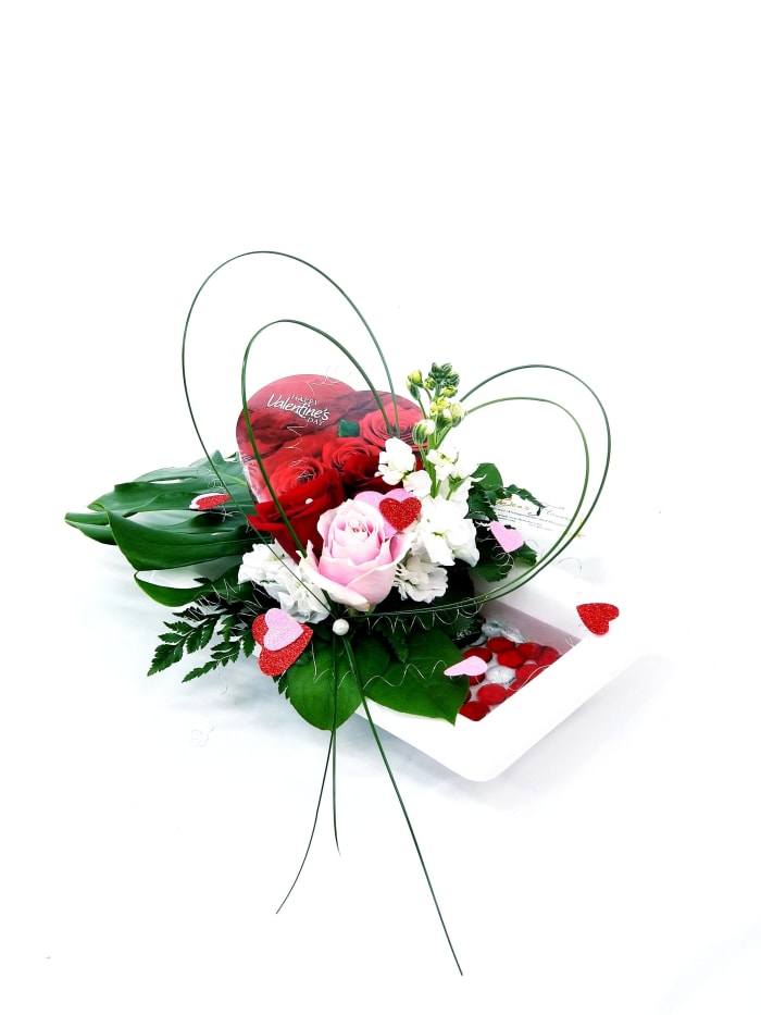 Valentine Arrangement with Chocolate