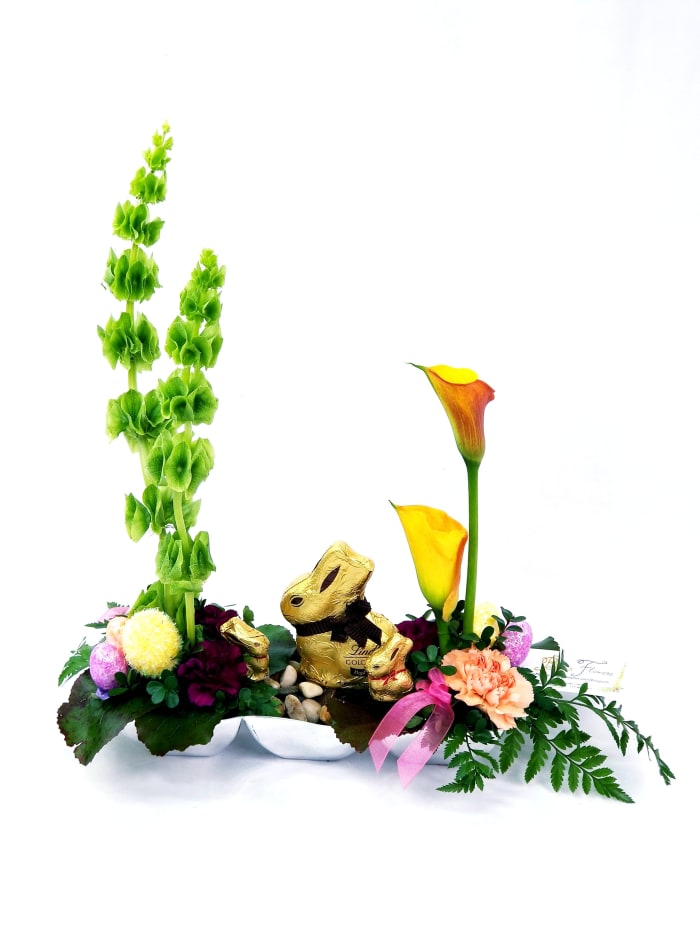 Easter Arrangement with Lindt Chocolate Bunnies