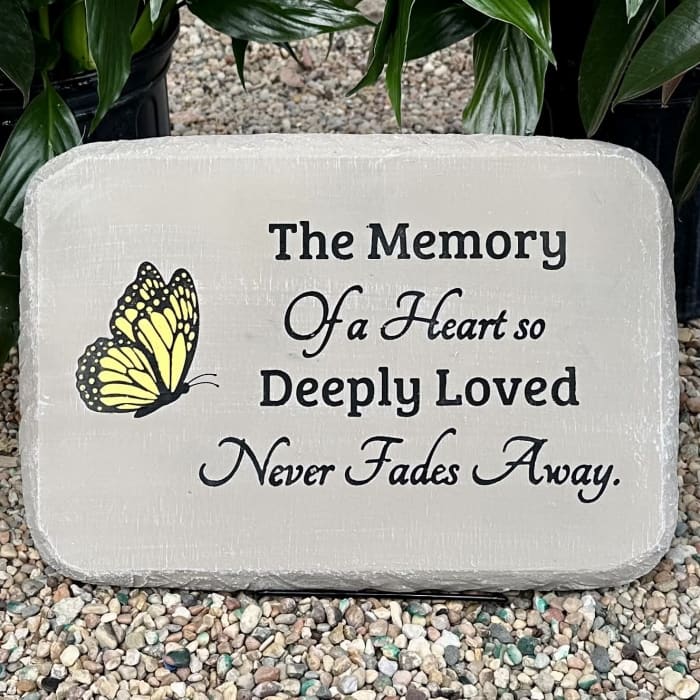 The Memory of a Heart Stone w/Yellow Butterfly