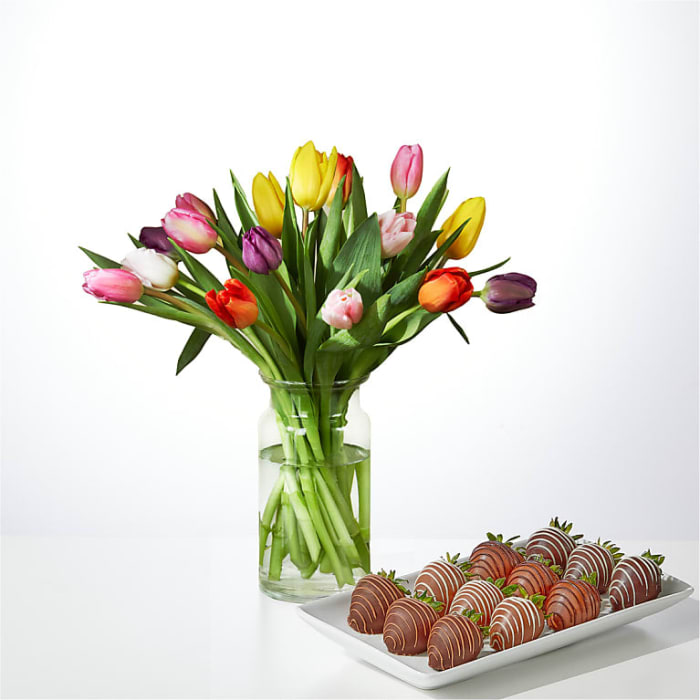 Picnic Tulips Bouquet and Berry Bundle
