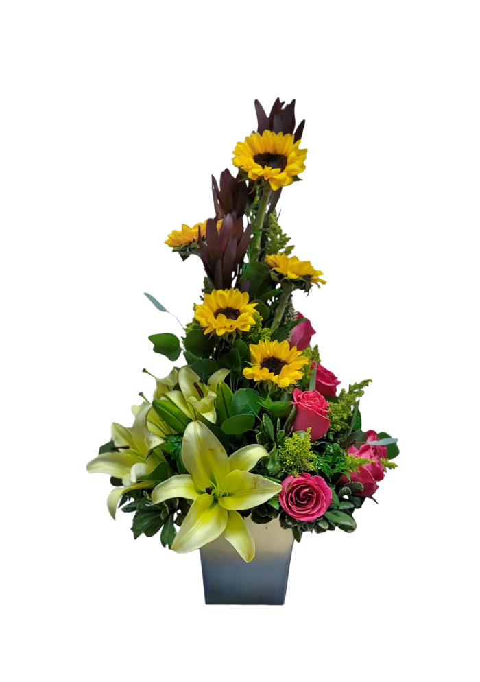 M-11 Arreglo de rosas, lirios y girasoles