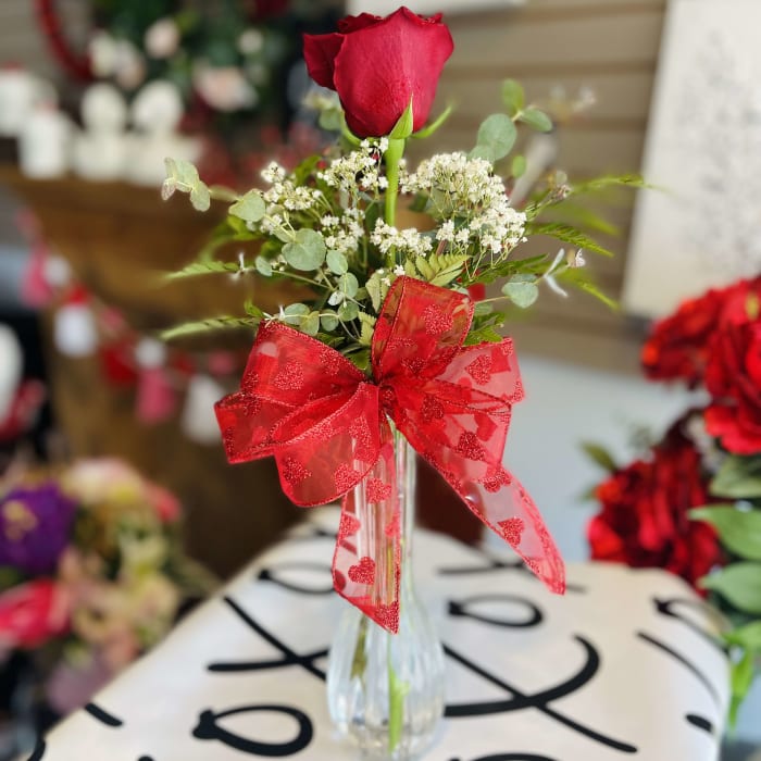 Single Red Rose Budvase