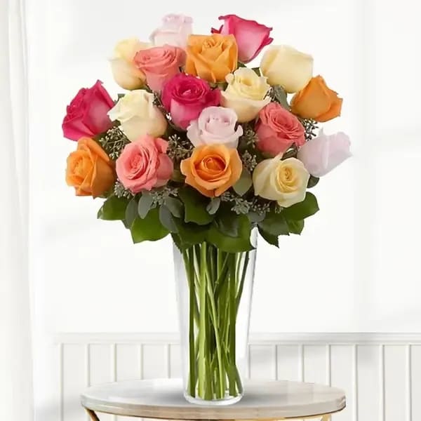 Mixed Color Rose Vase