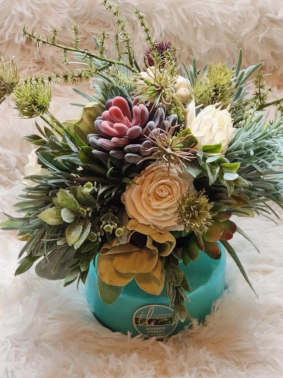 Candle & Flower Arrangement