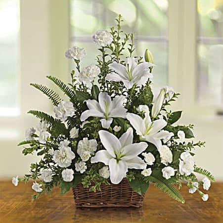 Peaceful White Lilies Basket