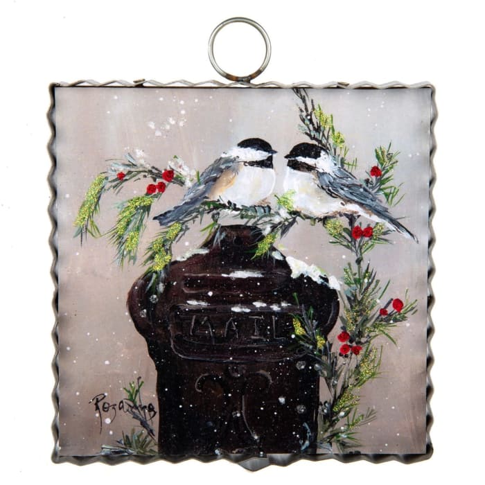 Mini Chickadees on Mail Box Print