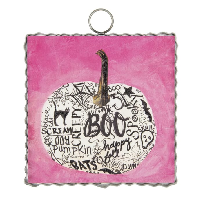 Mini Pink Boo Pumpkin Print