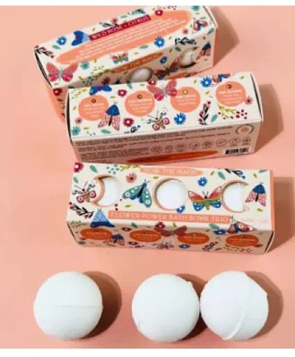 BATH BOMB TRIO FLOWER POWER WILD ROSE CITRUS SOW THE MAGIC BATH BOMB