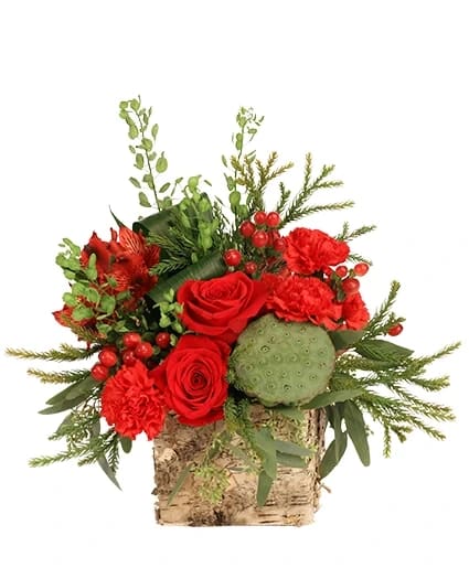 GORGEOUS GREENS & REDSFLOWER ARRANGEMENT