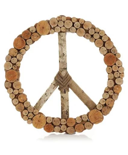 PEACE WREATH HANDMADE LAYERED  TAKIP WOOD SLICE PEACE WREATH