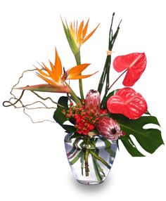 EXOTIC FLORAL VASE OF FRESH FLOWERS