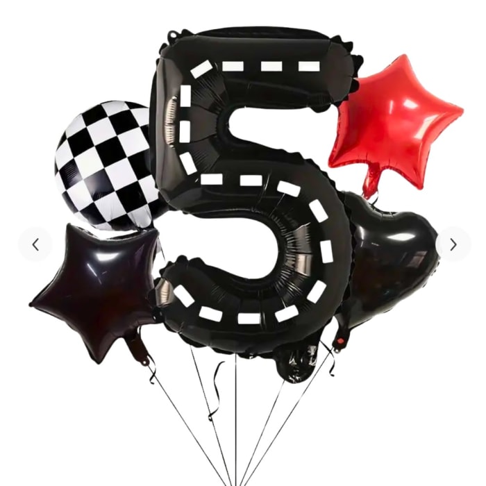 Racecar 5th Birthday Balloon Bouquet