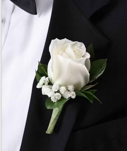 Classic White Rose Boutonniere