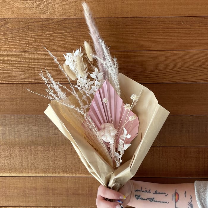 Ivory and Pink Dried Bouquet