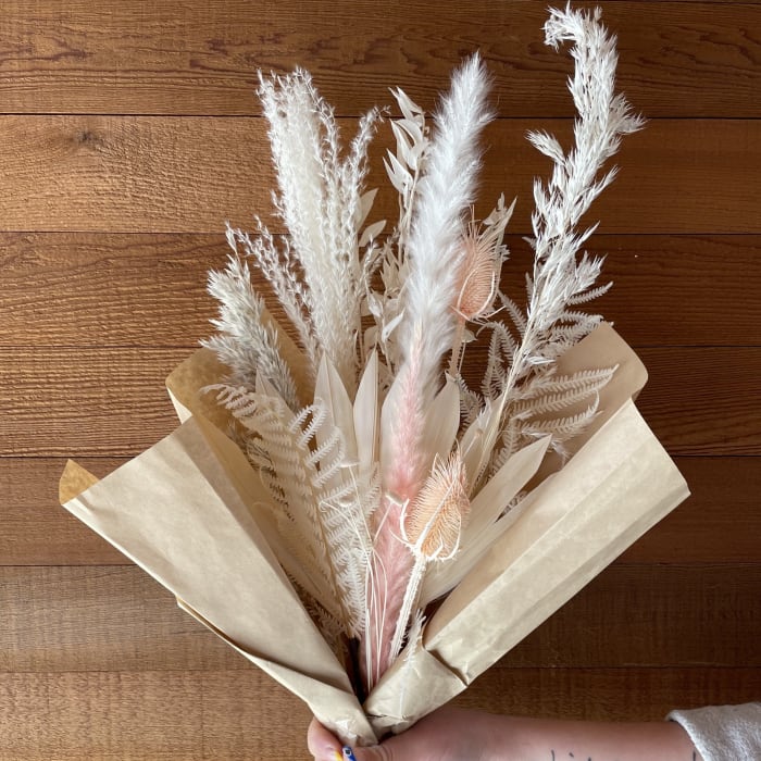 Ivory and Peach Dried Bouquet