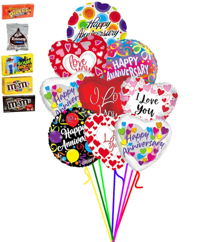 9 I Love You and Happy Anniversary Balloons